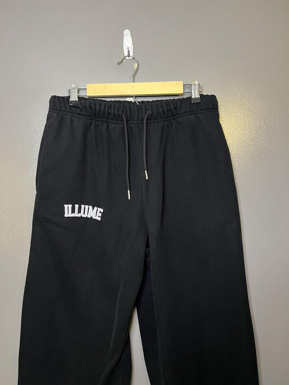 Illume Sweatpants Heavyweight Mens Medium Black Fleece Straight Leg Elastic